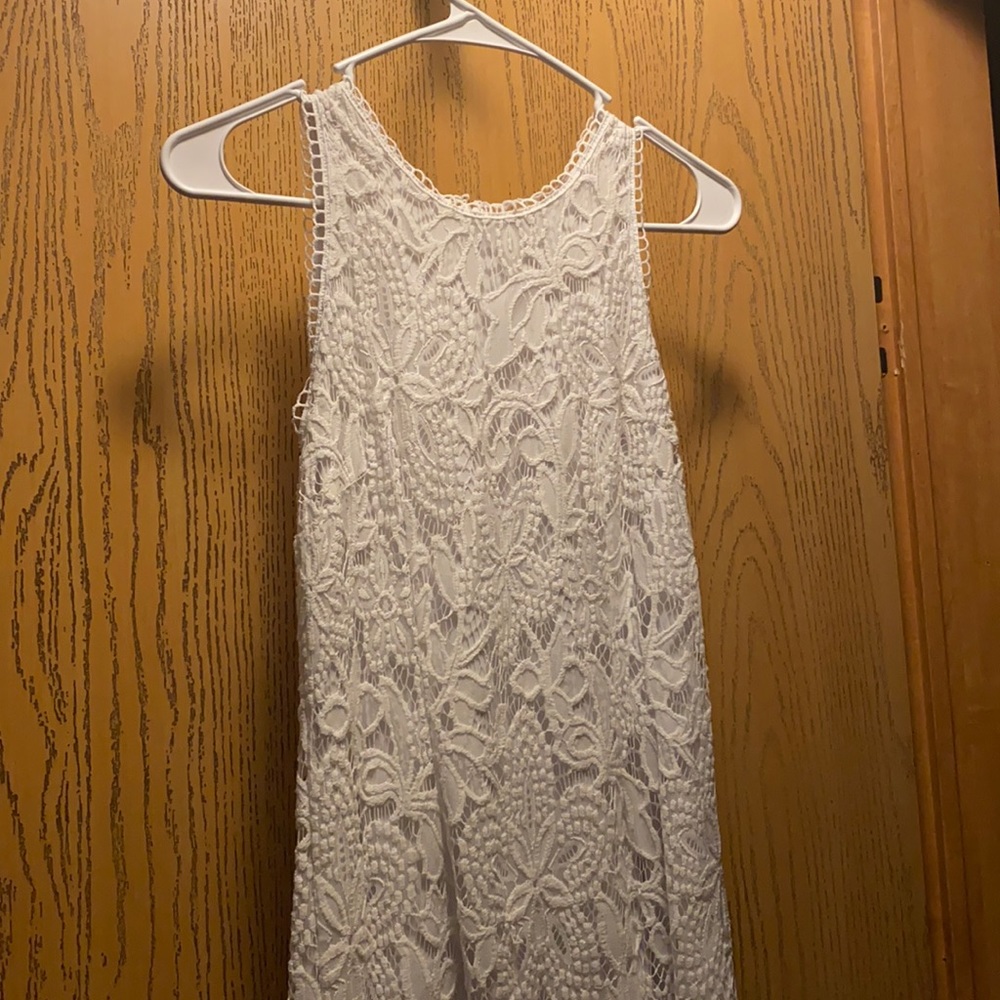 White lace knee length dress